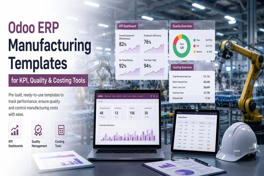 Odoo ERP Manufacturing Templates  for KPI, Quality & Costing Tools